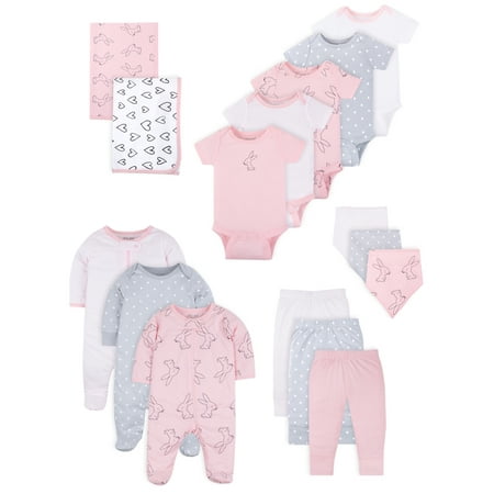 Little Star Organic Baby Girl Newborn Clothes Shower Gift Set, 16pc