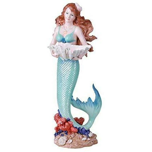 Ebros Gift Under The Sea Mermaid Holding Shell Resin Figurine Dish