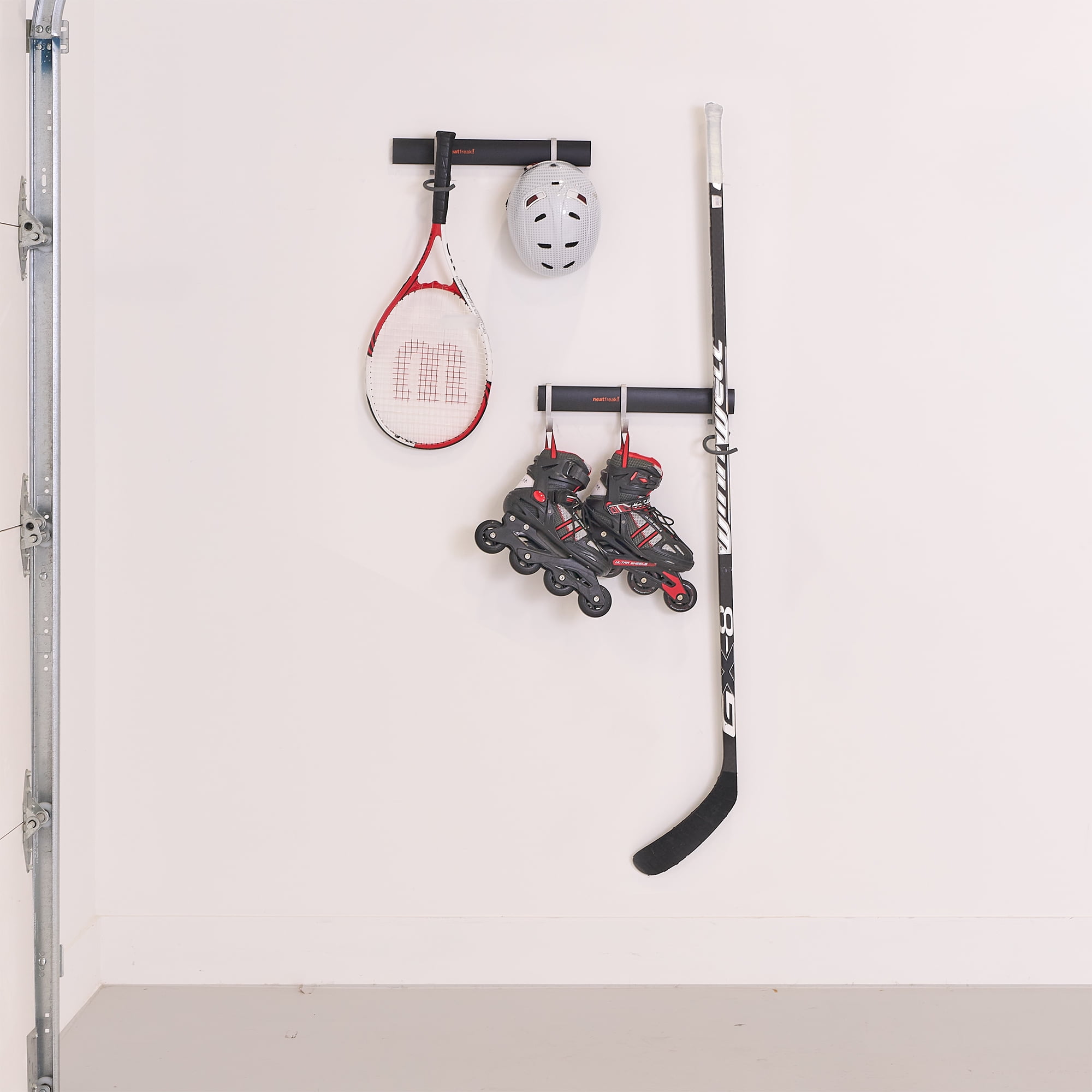 Neatfreak 7PC Garage Organizer 2x17" Tracks w/ 5 Hooks, Heavy-Duty Metal Wall Storage Solution