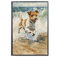 thumbnail image 2 of Funny Dog on Beach Canvas Wall Art, Wire Fox Terrier Dog Picture Ocean Artwork for Bathroom Bedroom Living Room, Art Decor 8x12 Inches, 2 of 6