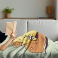 thumbnail image 3 of Cookie Soft Flannel Fleece Throw Blanket, Kitten Character Laying down on a Couch Sipping Milk, Cozy Plush for Indoor and Outdoor Use, 50" x 70", Cream Orange, by Ambesonne, 3 of 5