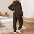 thumbnail image 5 of AUNVITO Women's Fleece Hooded Front Zipper Long Sleeve Jumpsuit Cozy and Comfortable Loungewear Style, 5 of 6