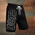 thumbnail image 2 of XIAOCHA Rune Symbol Print Athletic Shorts For Men Elastic Drawstring Loose Fit Street Walk Shorts, 2 of 3