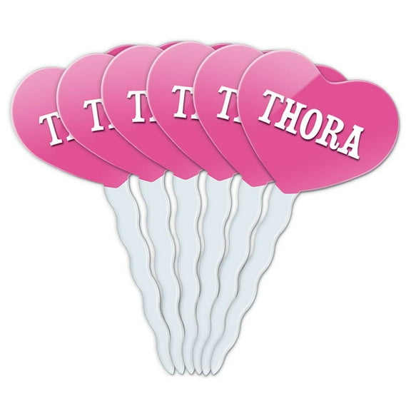 Thora Heart Love Cupcake Picks Toppers - Set of 6