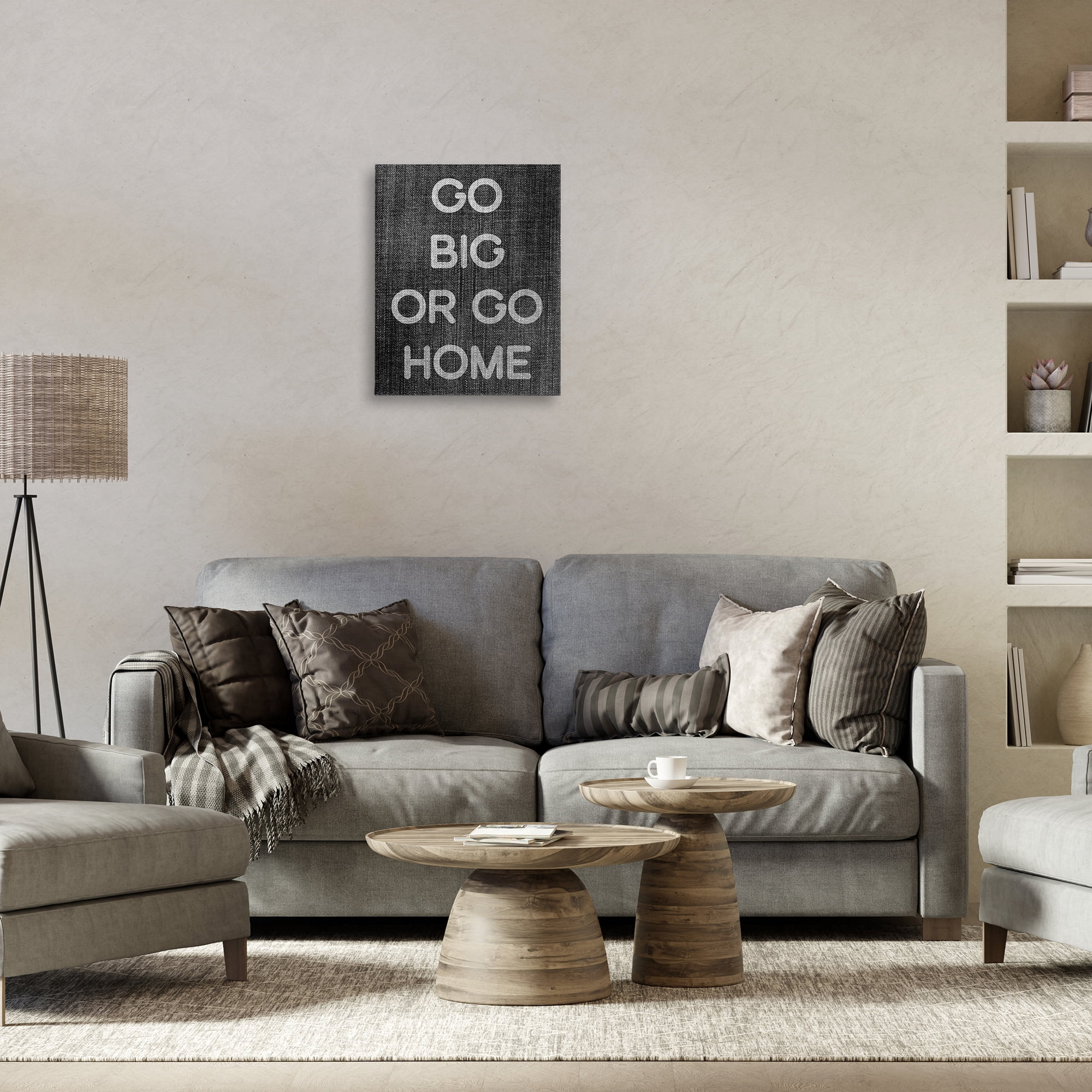 Stupell Industries Go Big or Home Phrase Text & Numbers Painting Wrapped Canvas Art Print Wall Art, 16 x 20