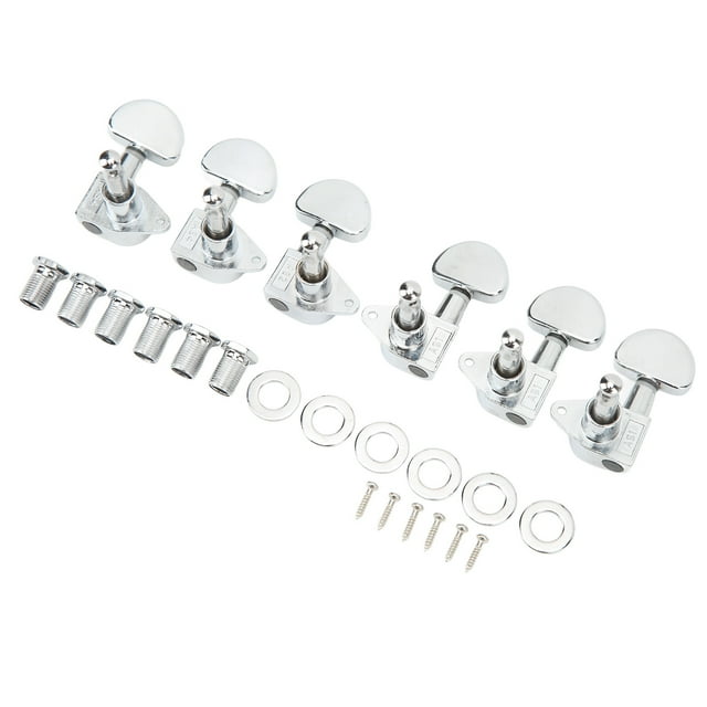 Guitar Machine Head Tuner, 15:1 Gear Ratio Semicircle Simple Style 3L3R Guitar Tuning Keys For Replacement Silver,Black