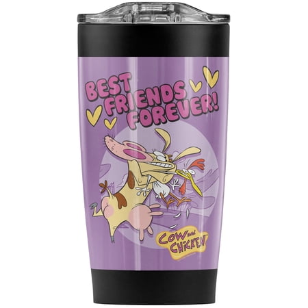 Cow And Chicken/Best Friends Stainless Steel Tumbler 20 oz Coffee Travel Mug/Cup Vacuum Insulated & Double Wall with Leakproof Sliding Lid | Great for Hot Drinks and Cold Beverages