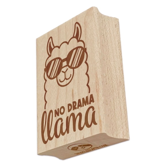 No Drama Llama Cool Sunglasses Rectangle Rubber Stamp Stamping Scrapbooking Crafting - Large 2.5in