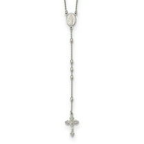 Auriga Fine Jewelry 925 Sterling Silver Beaded Rosary Necklace with1.25 inch extension Necklace for Women 18"