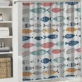 thumbnail image 6 of Orinice  Fish Shower Curtain Nautical Beach Fishing Designer Boys Kids Teen Navy White Coastal Beachy Theme Ocean Sea Lake Blue Red Green Gray Yellow Home Bathroom Decor Bathtub Set,  69x72, 6 of 7