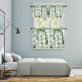 thumbnail image 6 of Whie Gardenia Kitchen Curtains Valances and Tiers Set of 3 Watercolor Spring Flower Hand-painted Green Tier Curtains and Valance with Rod Pocket for Small Windows, 27.5"x36", 6 of 9
