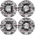 thumbnail image 2 of Shower Caps,Gray Camo Pink Ribbon Pattern Waterproof Shower Cap for Women 4 Pieces,Double Reusable Hair Cover for Shower PEVA Elastic Stretch Hem, 2 of 7