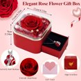 thumbnail image 3 of TJT Preserved Rose Flower with Heart Necklace in Box, Eternal Real Rose for Her Women Wife Grandma Anniversary Birthday Romantic Love Gifts, Red Square, 3 of 19
