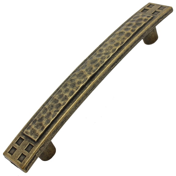 GlideRite 3.75 in. Center Hammered Mission Style Pull Cabinet Hardware Handle, Antique Brass