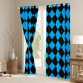 thumbnail image 3 of Homewish Geometric Rhombus Textured Curtains Pack of 2 (42x84 Each),Classic Checkered Desgin Curtains Blackout,Black Blue Bedroom Curtains For Men Women,Microfiber Bedroom Decor, 3 of 6