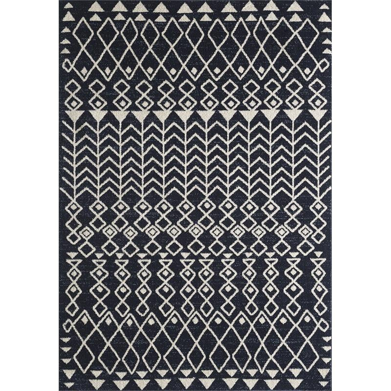 Arrow Navy and Cream 3' x 5' Rectangular Polypropylene Rug