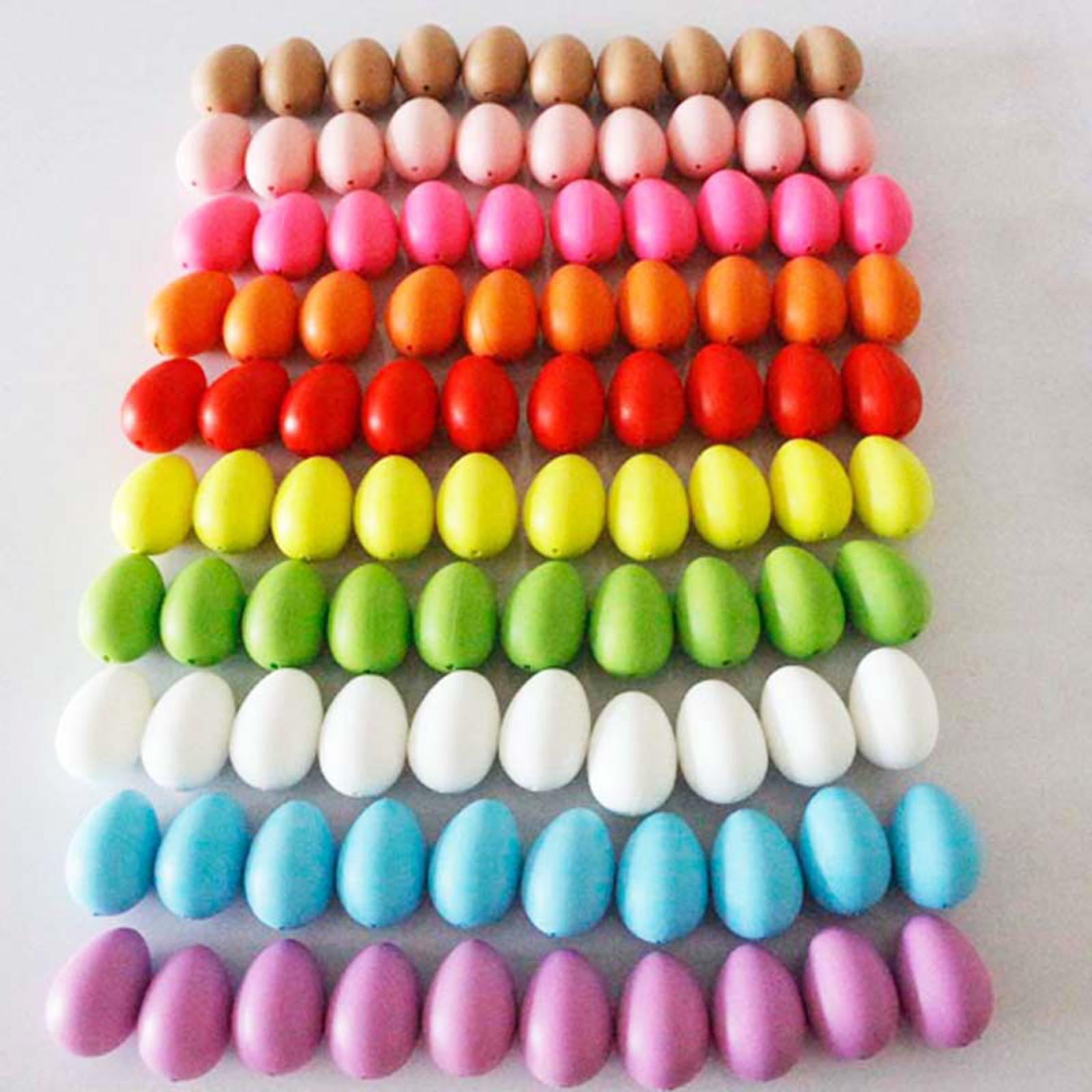 balikha 100Pcs Easter Eggs with Hanging Rings Photo Props Multicolored Eggs Sturdy Easter Tree Ornaments Party Decorations for Indoor