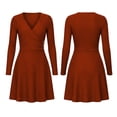 thumbnail image 5 of Women's Fall Midi Dress Knitted V-Neck Long Sleeve Ladies Fall Dress Orange XL, 5 of 7