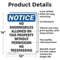 thumbnail image 2 of (2 Pack) No Snowmobiles Allowed On This OSHA Notice Sign 10 Inch X 14 Inch Indoor / Outdoor Rust-Free Aluminum Metal Signs for Workplace, Workshop, and Construction Site, Made in the, 2 of 8