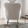 thumbnail image 4 of Nursery Rocking Chair, 35.5" Teddy Fabric Upholstered Glider Rocker with High Backrest, Modern Rocking Accent Chairs Comfy Side Chair for Nursery, Bedroom, Living Room,White, 4 of 8
