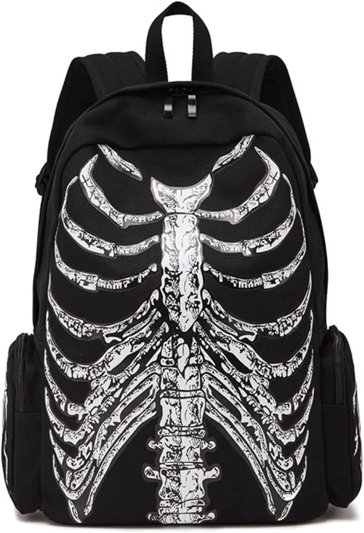 DanceeMangoos Goth Backpack Grunge Backpack Y2k Fashion Skeleton
