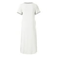 thumbnail image 5 of SDNall Women’s Nightshirt Short Sleeve Nightgown Ultra-Soft Full Length Sleepwear Dress, 5 of 9