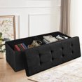 thumbnail image 5 of HLL 43 Inches Folding Storage Ottoman Bench, Ottoman Foot Rest, End of Bed Bench, Storage Chest, Load 660 lb, for Living Room, Bedroom, Entryway, Cream, 5 of 5