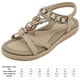 thumbnail image 2 of Sandalias planas bohemias Zapatos para caminar con flores de diamantes de imitación Zapatos de verano para mujer, 2 of 9