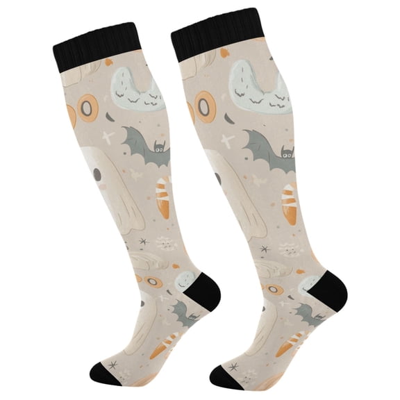 FORMRS Womens Knee High Socks Casual Long Thick Travel Daily Wear, 1 Pair, Halloween Ghosts