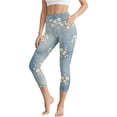 thumbnail image 2 of DIOAZUD Women's High Waisted Capri Jeggings with Pockets Printed Yoga Pants Workout Tights Blue S-XXXL, 2 of 8
