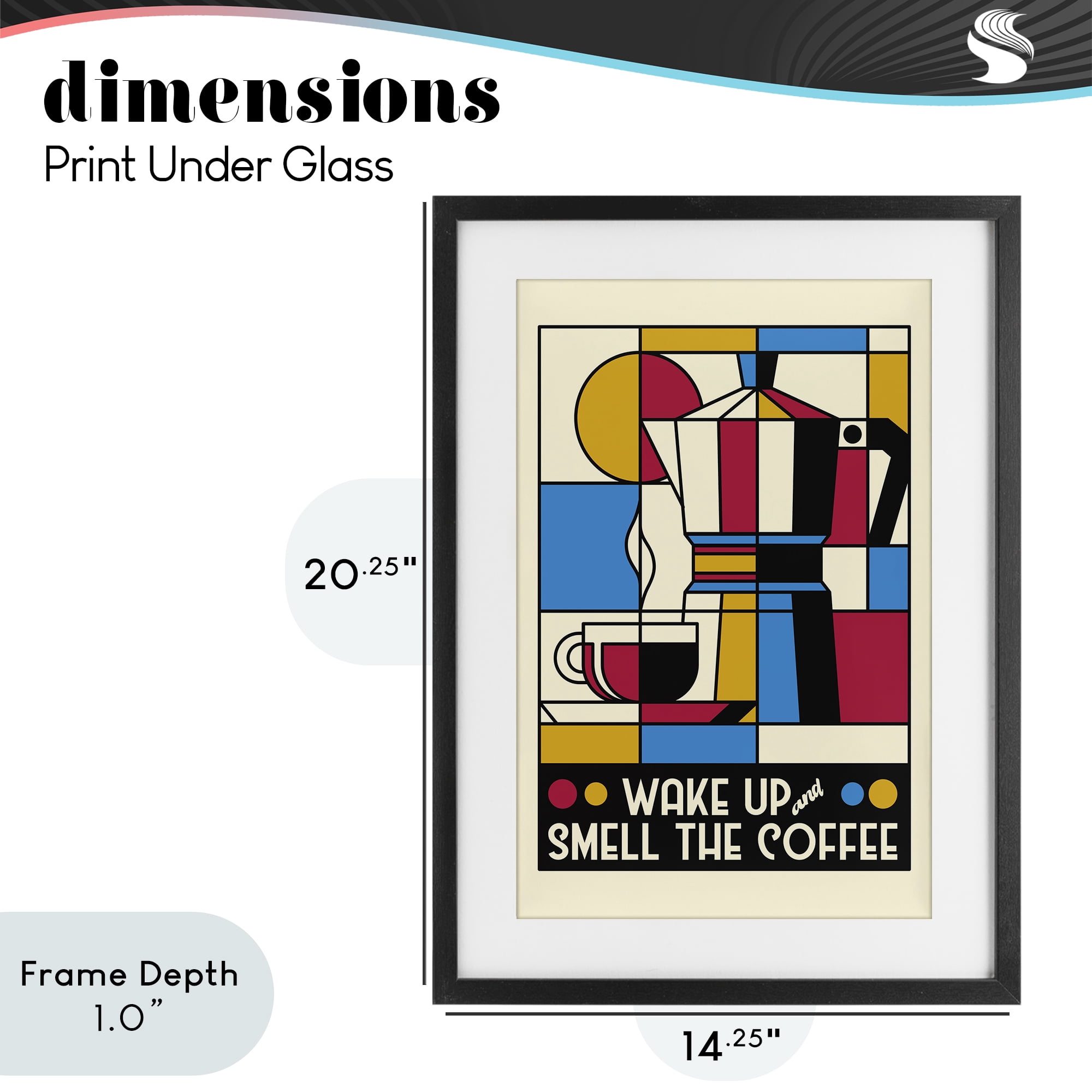 Stupell Industries Retro Wake Up & Smell Coffee Black Framed Print Under Glass, design by Tobe Fonseca
