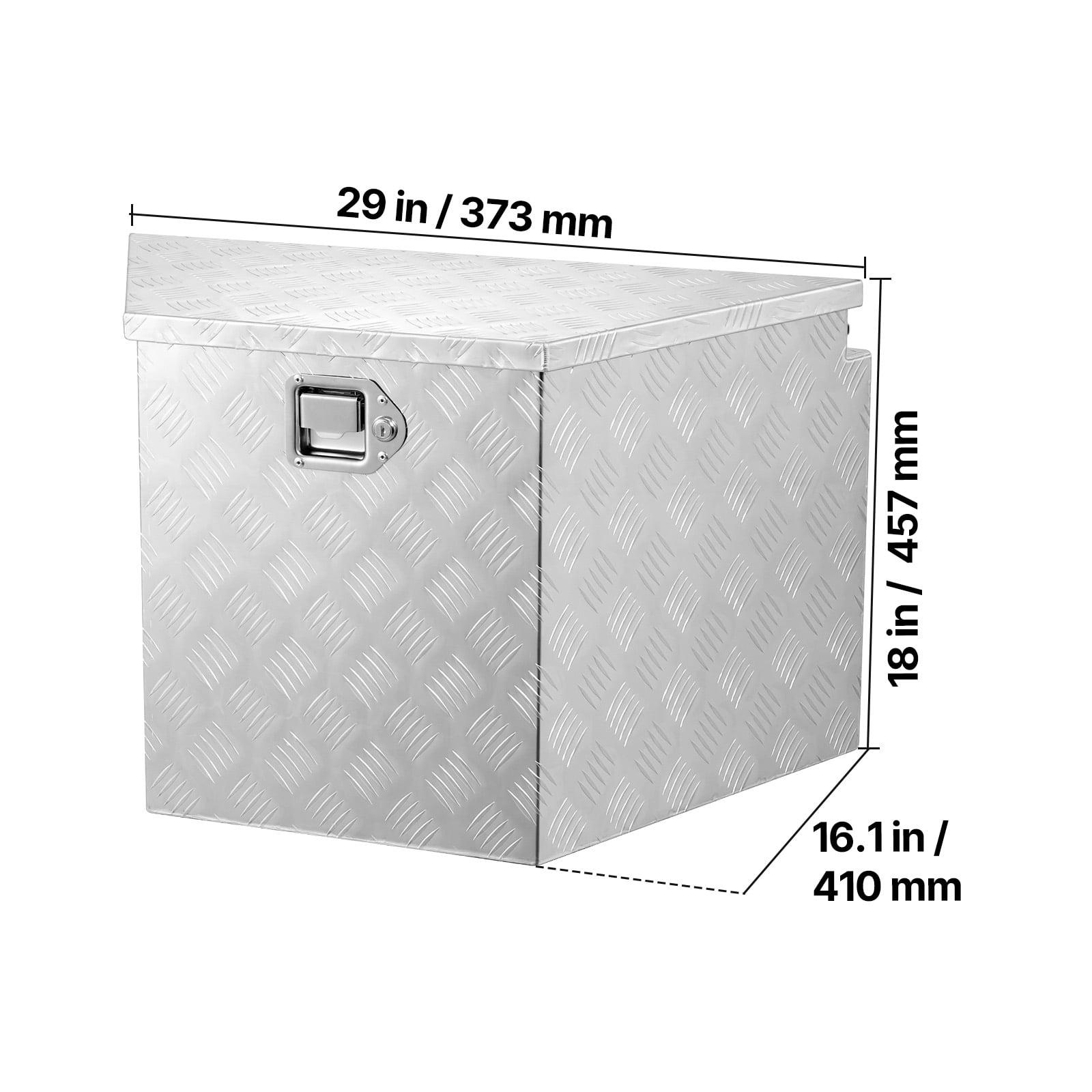 KFFKFF Aluminum Trailer Tongue Tool Box, 29" x 16.1" x 18" Storage Organizer with Lock & Keys, Durable Utility Chest for Truck Bed, RV, SUV, and Off-Road Vehicles, Silver