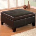 thumbnail image 2 of Coaster Contemporary Faux Leather Square Storage Ottoman in Brown, 2 of 2
