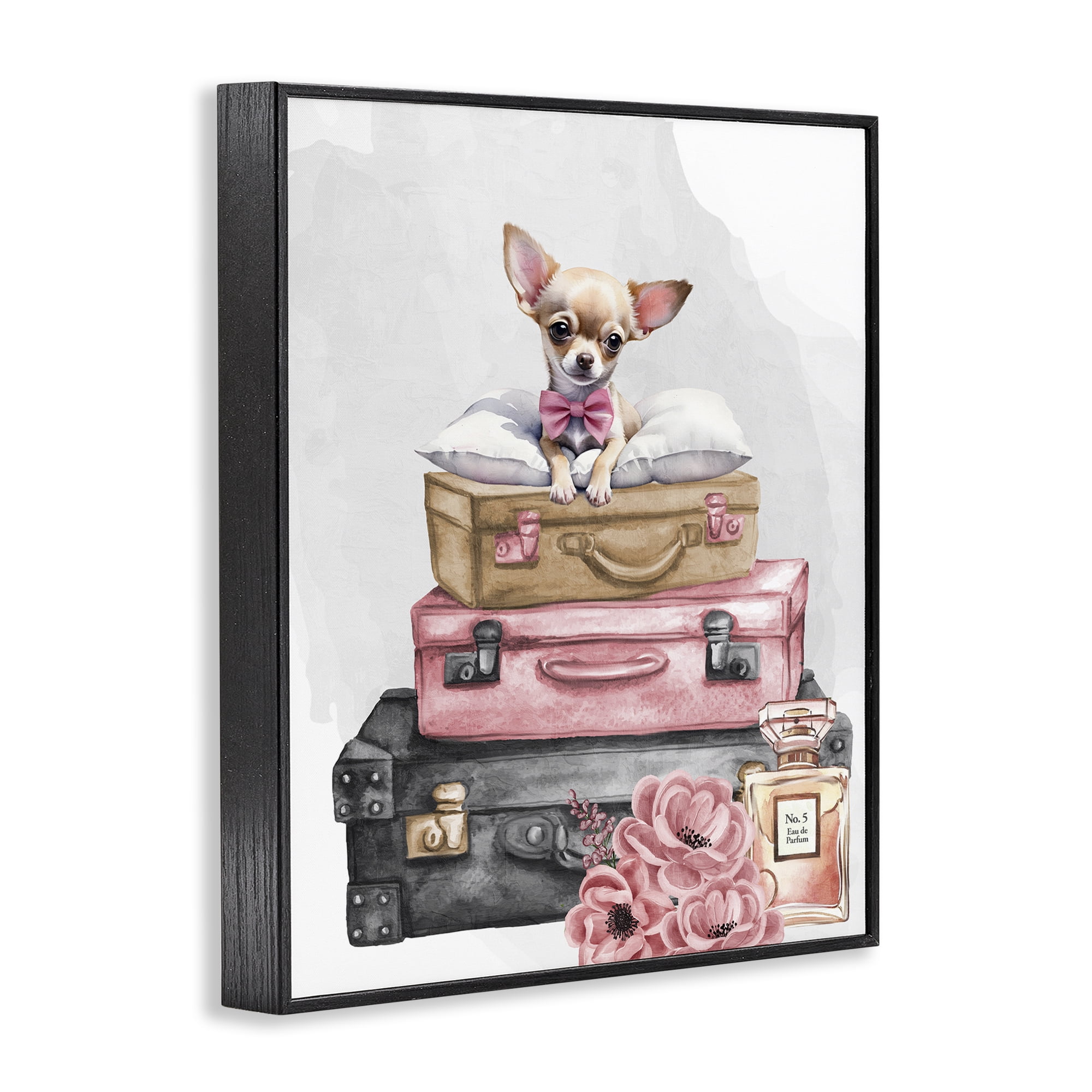 Stupell Industries Trendy Pup Travel Black Framed Giclee Art, design by Kim Allen