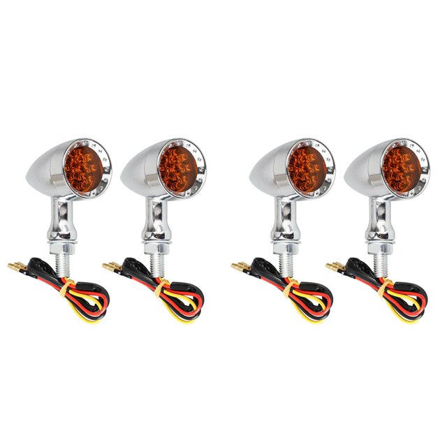 4Pcs Universal Amber Chrome Motocicleta LED Luz de SeñAl de Freno Luz de Marcha Trasera