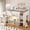White, variant on Noble House Nerwin Full Size Solid Wood Loft Bed with Built-in Desk, Storage Shelves and LED Lighting, Walnut