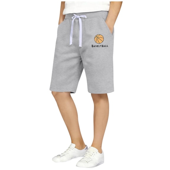 WMTBSRSW Back to School Outfits Boys Athletic Shorts with Pockets Active Youth Basketball Shorts Cotton High Waisted Drawstring Shorts for Casual Gray
