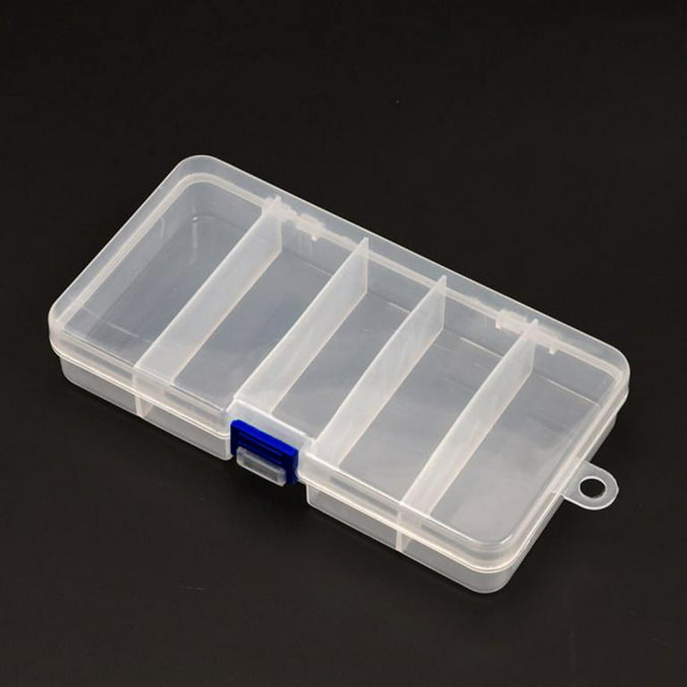 Tihlmk 5 Compartments Plastic Storage Container Case Fishing Bait Fish Tackle Box, Size: 17.5, White