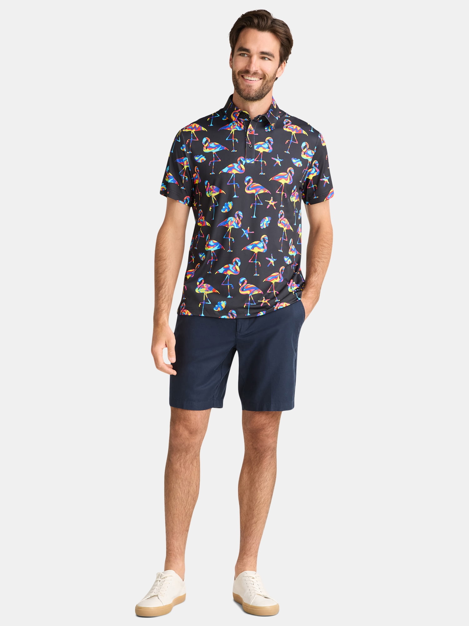 Birdie Bound Men's and Big Men's Novelty Print Golf Polo Shirt, Sizes S-5XL