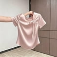 thumbnail image 4 of Jerdar Satin Blouses for Women Dressy Casual Trendy Business Work Silk Tops Outfits Cowl Neck Bow Tie Pleated Summer Shirts XL, 4 of 6
