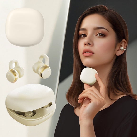 JGJJUGN Wireless Bluetooth Earphones, Ear Clip Style Bluetooth Headphones, Sports Stereo Earbuds with Long Battery Life, Noise Cancelling, Built-In Display, Comfortable Fit