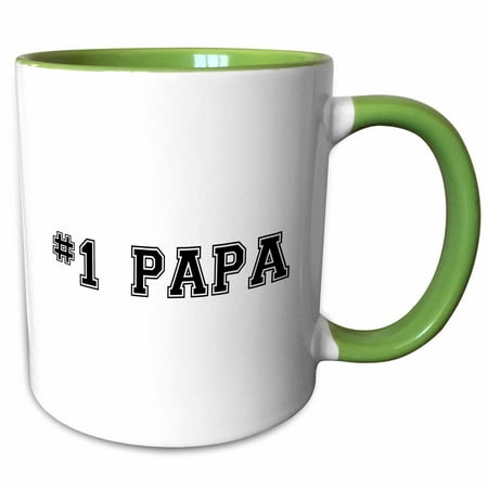 3dRose #1 Papa - Number One Papa - for great and best dads - black college font text - good for Fathers Day - Two Tone Green Mug,