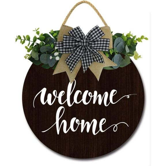 Eveokoki 12" Welcome Sign for Front Door Porch Farmhouse Wreaths Hanging Wooden Sign Wall Decor for Home Christmas Decoration Housewarming Gift Outdoor Indoor