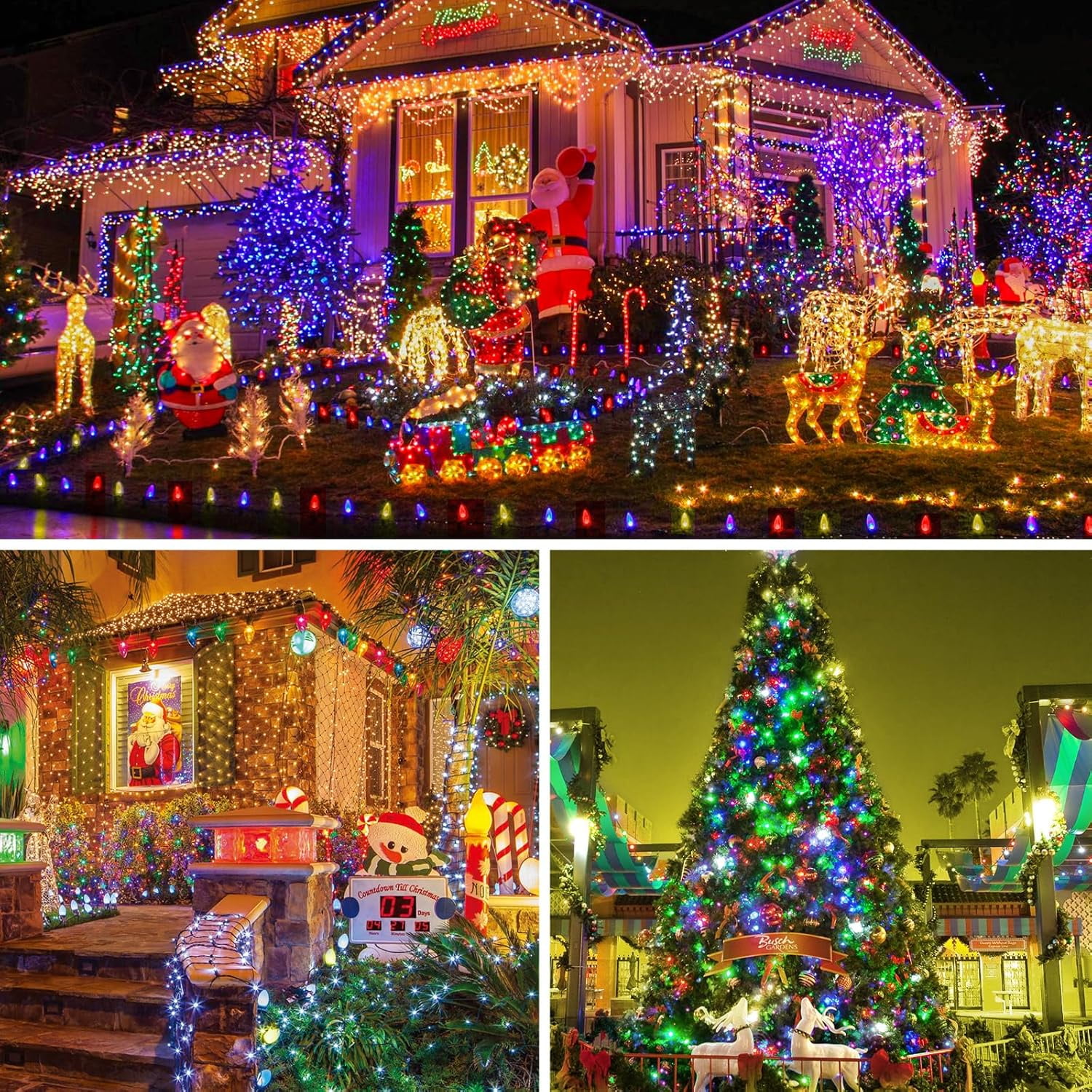 Nordic Hygge 100FT 50 LED Indoor Outdoor Christmas String Light for House Roof Patio Tree, Multicolor