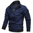 thumbnail image 1 of Men's Autumn And Winter Casual Solid Color Tooling Wind Jacket Zipper Coat, 1 of 3