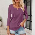 thumbnail image 2 of EDFBUYKRS Womens Tops Dressy Casual Long Sleeve Shirts for Women Color Block V Neck Shirts Tunic Tops Loose Blouses Black T Shirts Sweatshirts Pullover Size L, 2 of 5