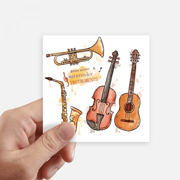 Music Guitar Instruments Watercolor Pattern Sticker Square Waterproof Stickers Wallpaper Car Decal