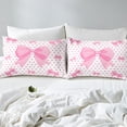 thumbnail image 4 of Erosebridal Pink Bow Sheet Set Twin,Cartoon Polka Dots Bedding Sets Twin Size,Kawaii Bowknot Twin Sheet Sets,Ultra Soft Cute Room Decorative,3pcs, 4 of 7