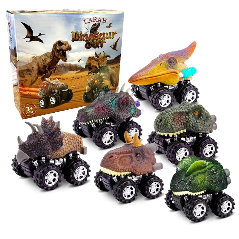 Soky Dinosaur Drag Cars Back Gift & Toys for Children 6 Pack 