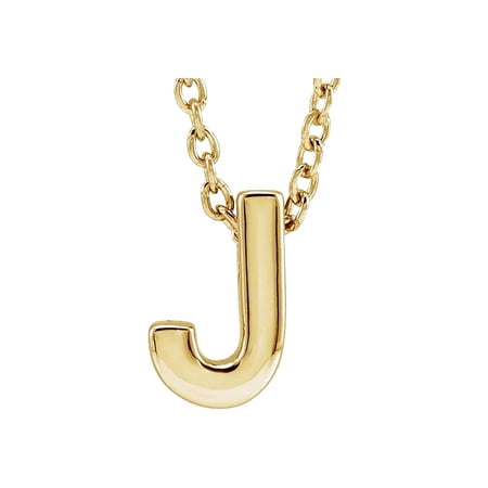 14k Yellow Gold Letter Name Personalized Monogram Initial J 8x5.3mm 16-18 Inch Polished Initial Pendant Slide Necklace P
